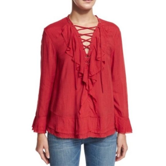 IRO Finley Red Blouse - Size EU 42/US 10 - Picture 1 of 7